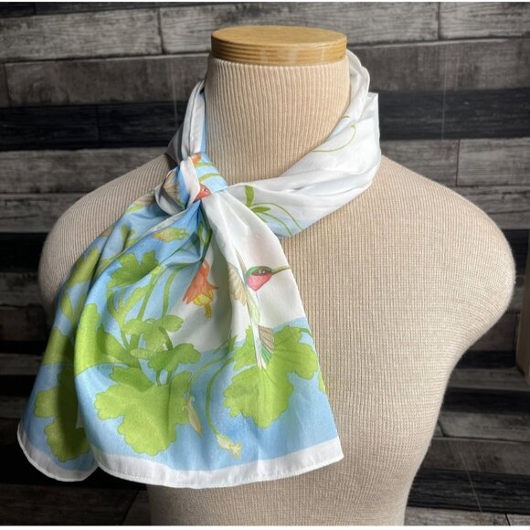 Hummingbird Ladies Neck Scarf Wrap With Floral Design National Wildlife Federati - Picture 1 of 16